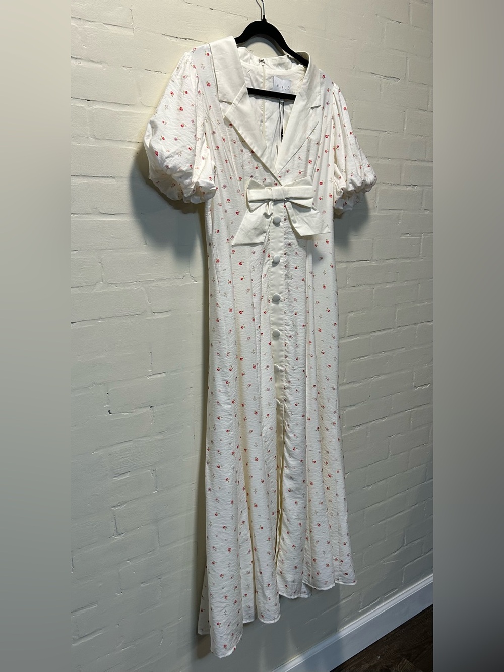 Mable Bayside Bow Front Puff Ditsy Floral Midi Cottagecore Coquette Dress M - Picture 5 of 14